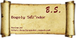 Bogoly Sándor névjegykártya